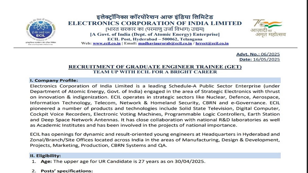 ECIL GET Recruitment 2025