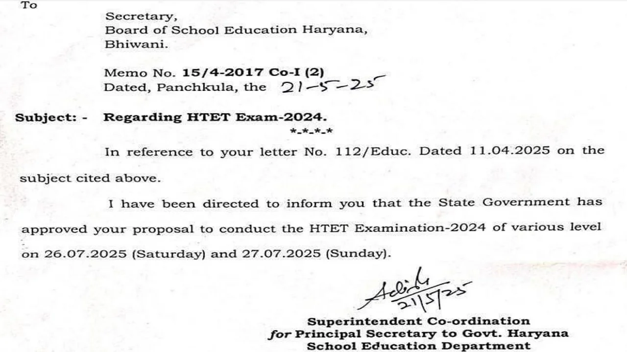 HTET Exam Date 2025 Official Website